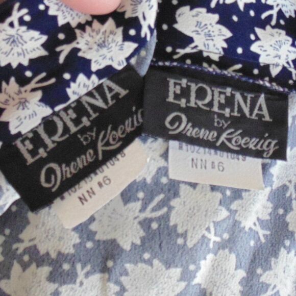 Vintage Skirt Set, XS, 3 piece, Top/Skirt/Belt, Blue Floral Rayon, Peplum, LS - Picture 11 of 12